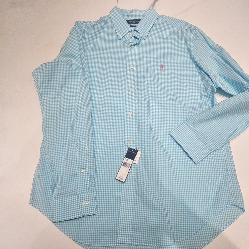 Polo Ralph Lauren Aqua Checkered Button Down Shirt